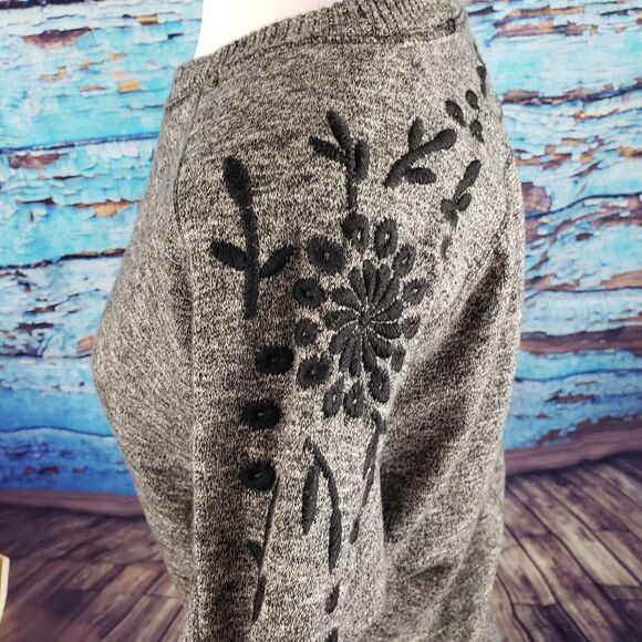 Beach Lunch Lounge grey marled embrodered top S - Picture 4 of 6